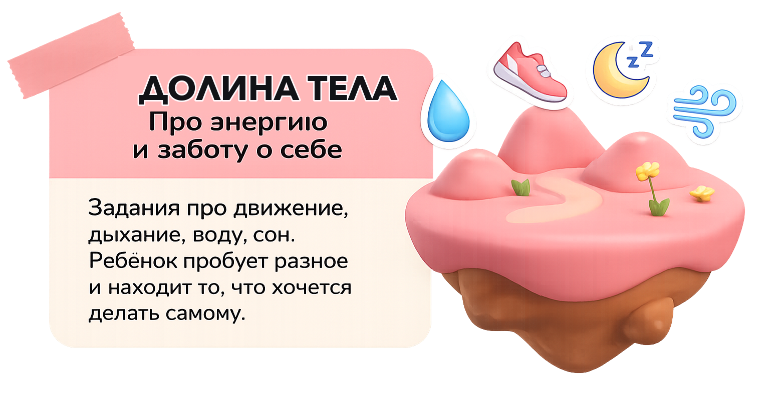 01 Долина тела. Движение, дыхание, вода и сон. Ребенок находит то, что хочется делать самому.